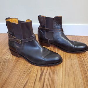 FRYE Leather Dorado Chelsea Boots Dark Brown Belted Sz 11 womens